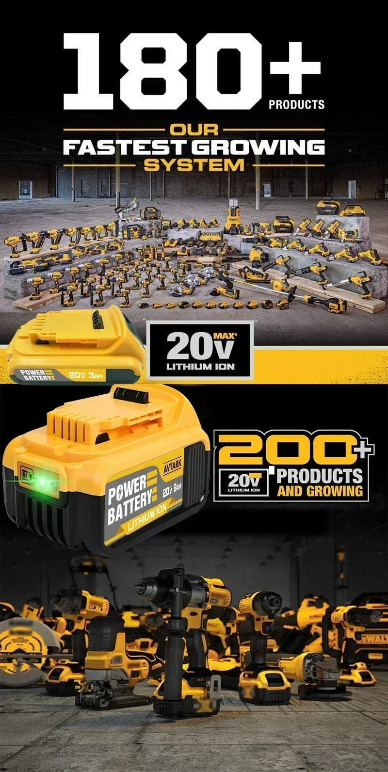 100% Original DCB200 12.0Ah Replacement 20V Battery For Dewalt  replacing lithium batteries 18V DCB184 DCB206 DCB205 DCB204-2