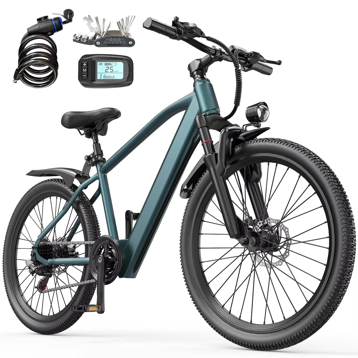 Aairsk GT300 Adult E-bike 250W Motor 36V 10Ah Battery Electric Bike 26 Inch Fat Tire E-Mountain bike Off-road Electric bicycle Torange