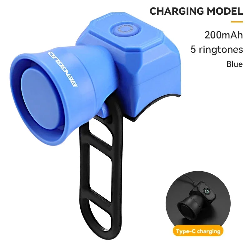 5 Mode Bike Electric Bell Horn Cycling USB Charging Motorcycle Ring Antitheft Waterproof Alarm Mountain Road Bicycle Accessories Torange