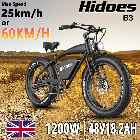 Electric Bicycle Hidoes B3 1200W Powerful Brushless Motor 48V18.2AH  Battery E-bike 26 In Fat Tire Snow Motorcycle Electric Bike Torange