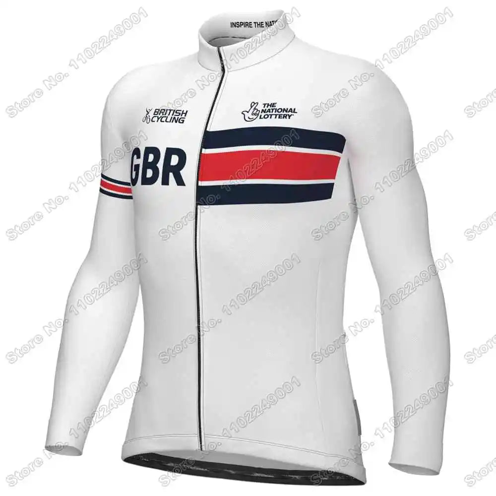 2025 GBR Team Cycling Jersey Long Sleeve World Champion Cycling Clothing Men Race Road Bike Shirts Bicycle jacket Torange