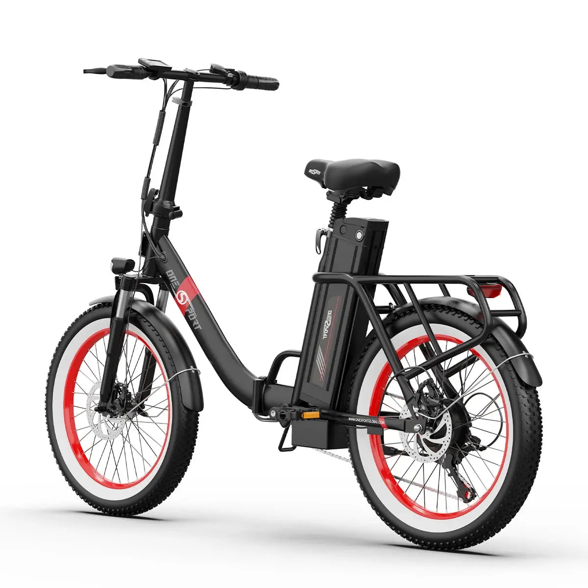 ONESPORT OT16-2 Folding E-Bike, 20'' Tires, 250W Motor, 48V 17Ah Battery, Shimano 7-Speed, 25km/h, Disc Brakes Torange