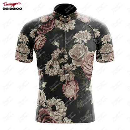 15 Styles Floral Cycling Jersey for Men Short Sleeve Reflective MTB Maillot Downhill Pro Team Mountain Bicycle Clothing Summer Torange