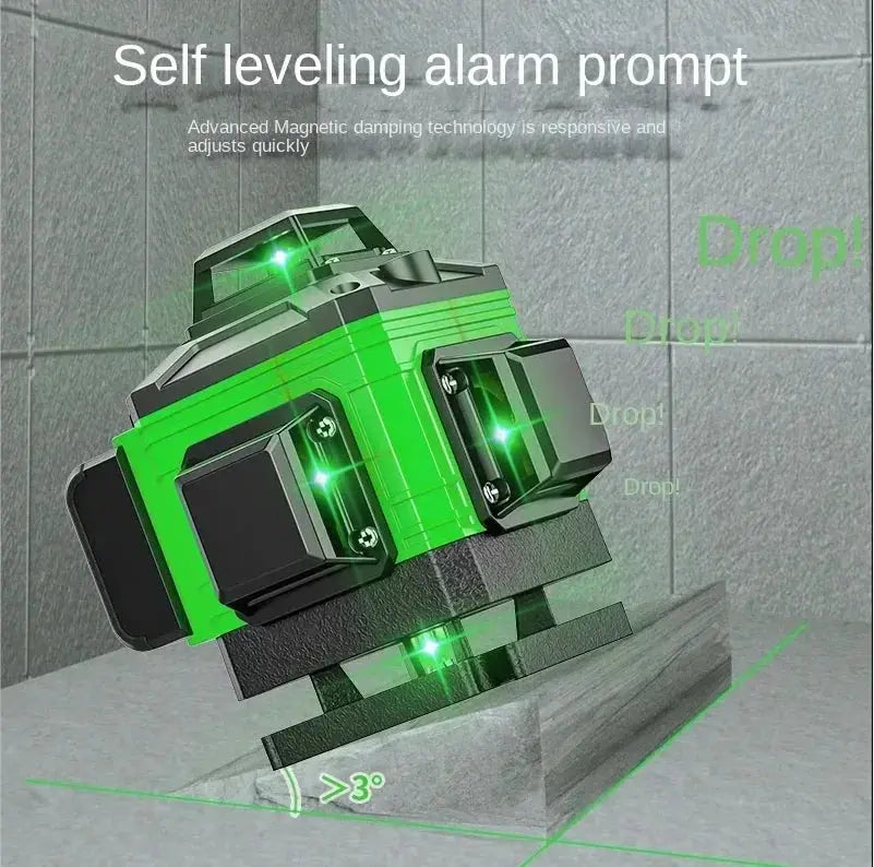 High Precision360° Self-leveling Laser Level Instrument with 3000mAh Battery High Power Green Laser 3D/4D 12/16 Lines Laser Vert Torange