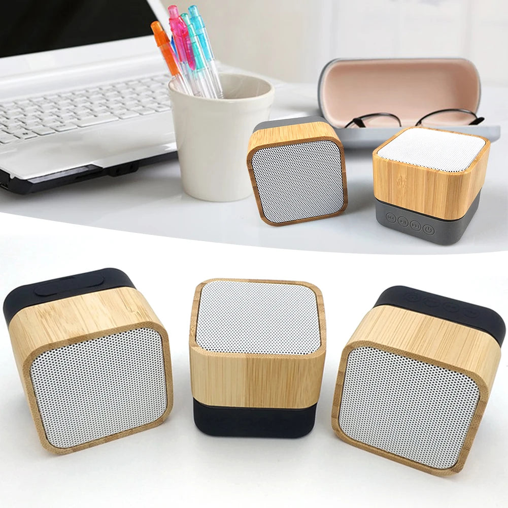 Mini Squared Wooden Bluetooth Speaker Portable 3D Stereo Music Loudspeaker Box Wireless Bluetooth Speaker Audio Player