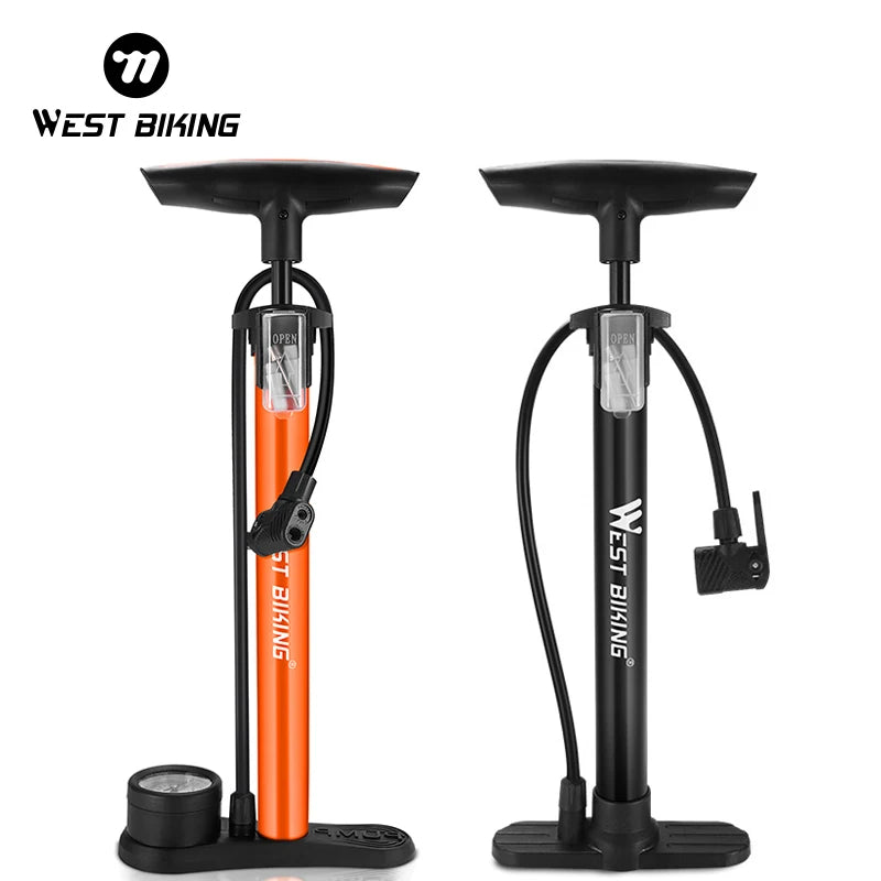 WEST BIKING 160SI Bicycle Pump With Air Pressure Gauge Ergonomic Hand Pump For Schrader/Presta Valve MTB Road Bike Accessories