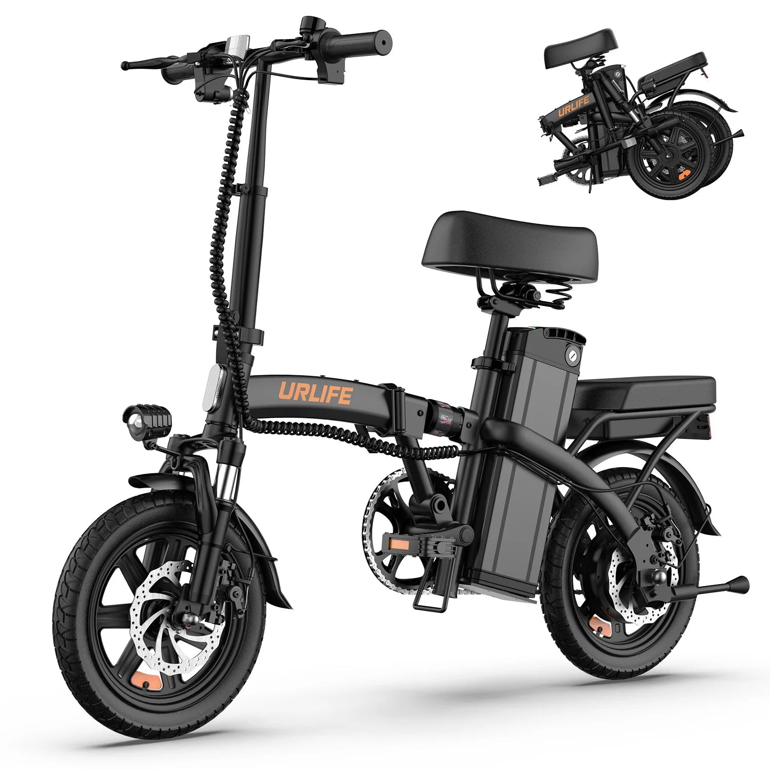 URLIFE F1L E-Bike 350W Brushless Motor 48V7.8AH Battery Adult Portable Electric Bike 14 In Tire City Commuting Electric Bicycle Torange