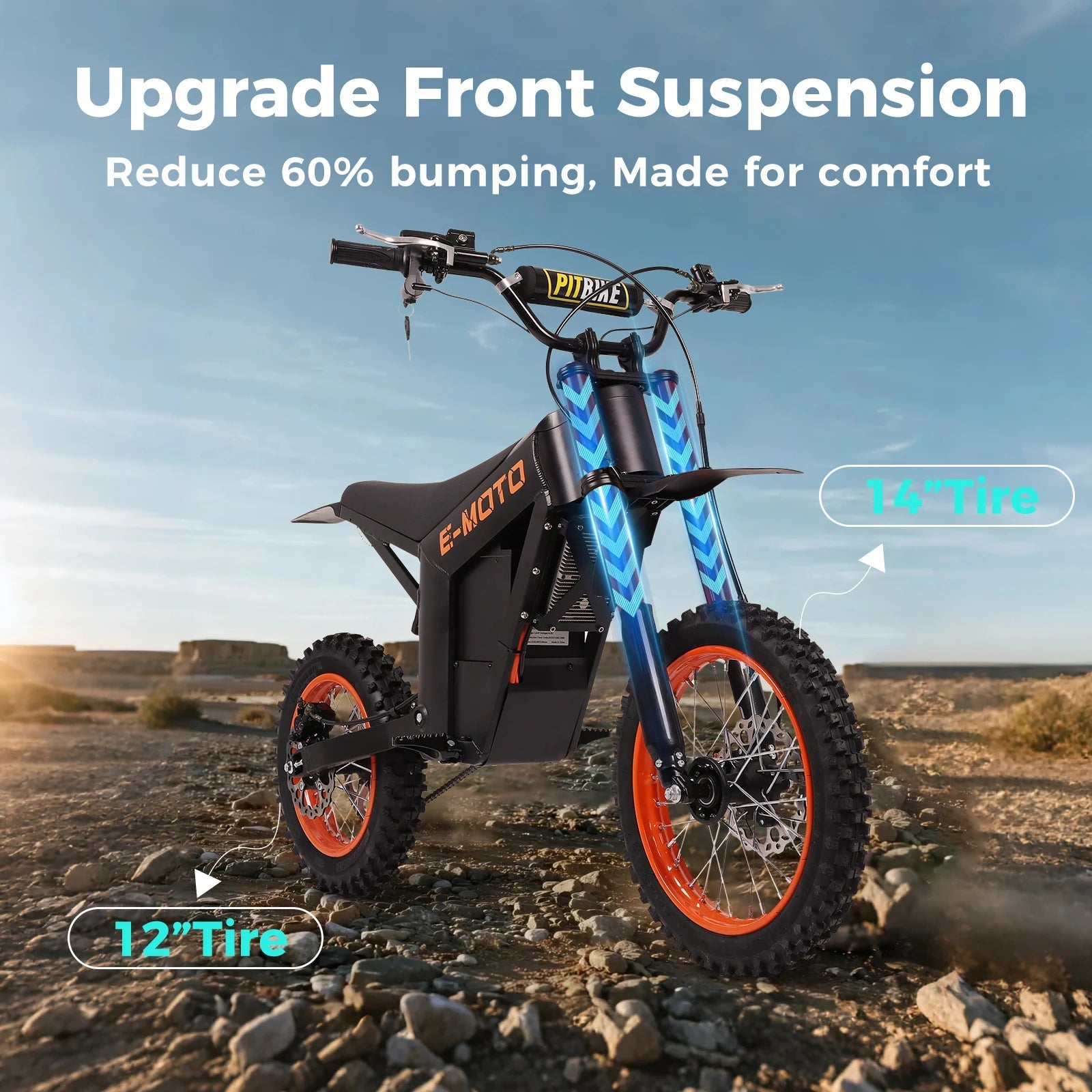 Electric Bike E-MOTO Y01 3000W Powerful Motor 48V30AH Battery Off-Road Electric Motorcycle 14/12 Inch Tires All-Terrain E-Bike Torange