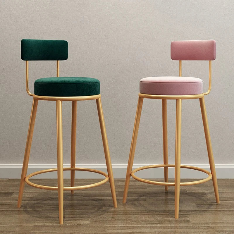 Nordic bar chairs Modern Iron art high stools kitchen backrest bar stools Cafe velvet chair counter Work stools Home furniture