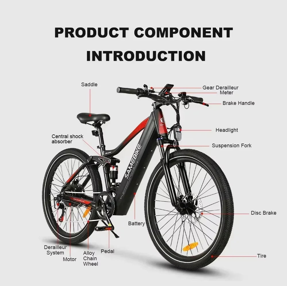 SAMEBIKE E-bike XD26-II 750W Motor 48V14AH Battery Hydraulic Brake Electric Bike 26 Inch Tires Adult Commuting Electric Bicycle Torange