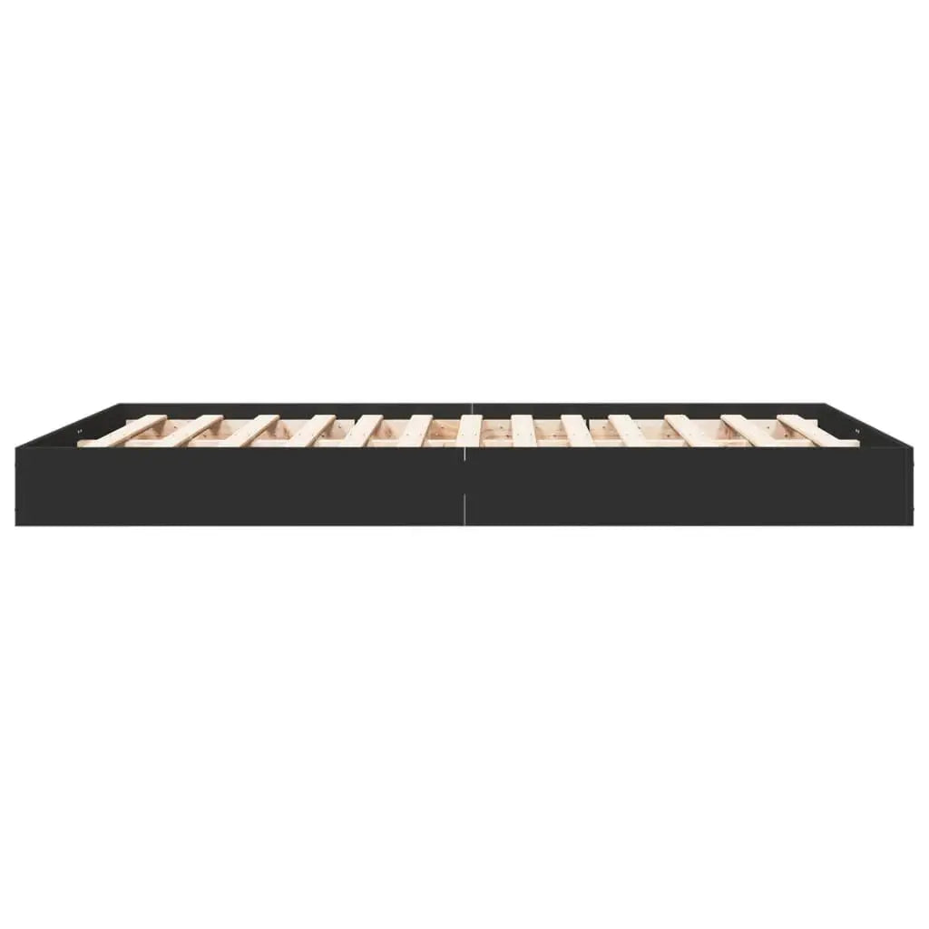 Black Small Wooden Double Bed Frame 120x190 cm