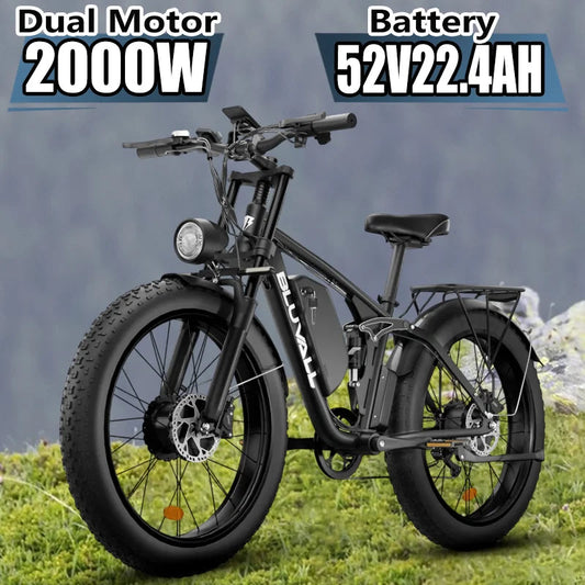 E-bike BLUVALL V1 2000W Dual Motor 52V22.4AH Battery Hydraulic Brake Electric Bike 26 Inch Fat Tire All Terrain Electric Bicycle Torange