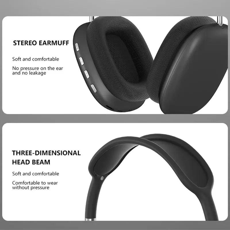 NEW P9 Pro Max Air Wireless Bluetooth Headphones Noise Cancelling Earphones Mic Pods Over Ear Sports Gaming Headset For Apple Torange
