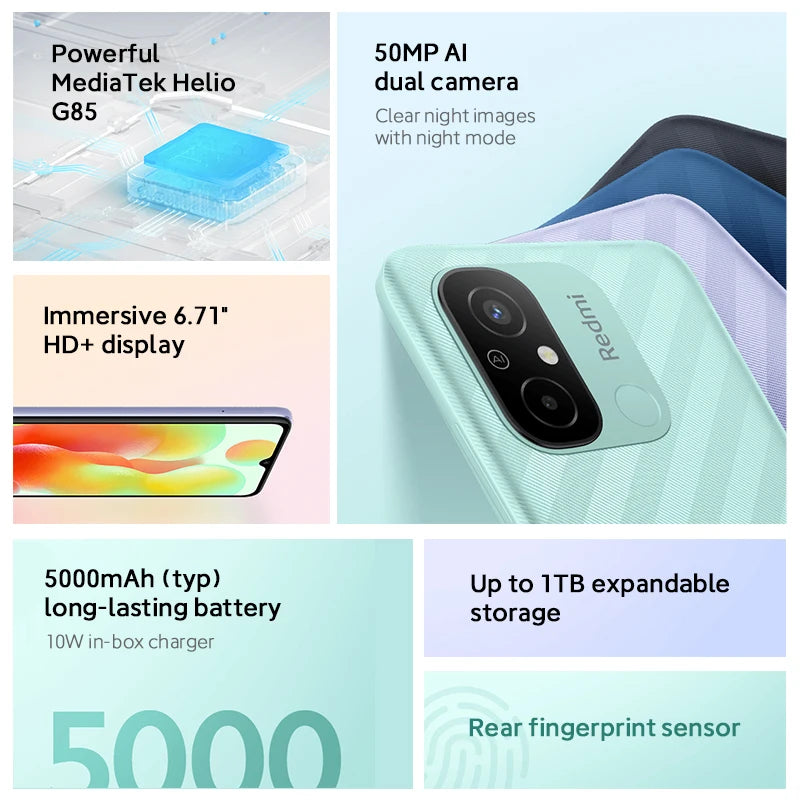 Xiaomi Redmi 12C Mobilephone MediaTek Helio G85  6.71" Dot Drop Display 5000mAh Battery 50MP Main Camera Fast Charger Phone - Torange