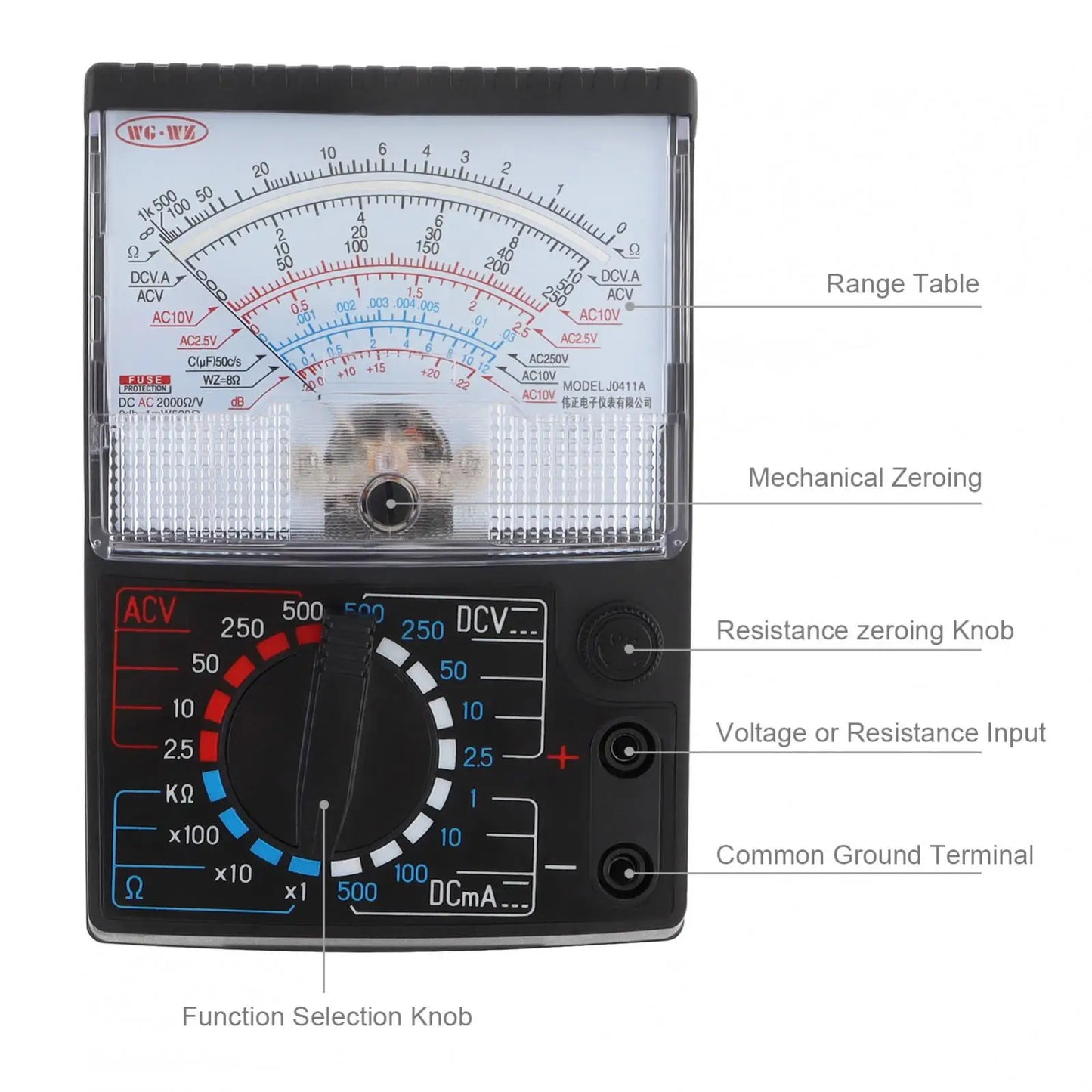 JO411 Mechanical Multimeter Pointer Tester Student Electric Meter Tool Maintenance Multimeter DC AC Voltage Current Resistance