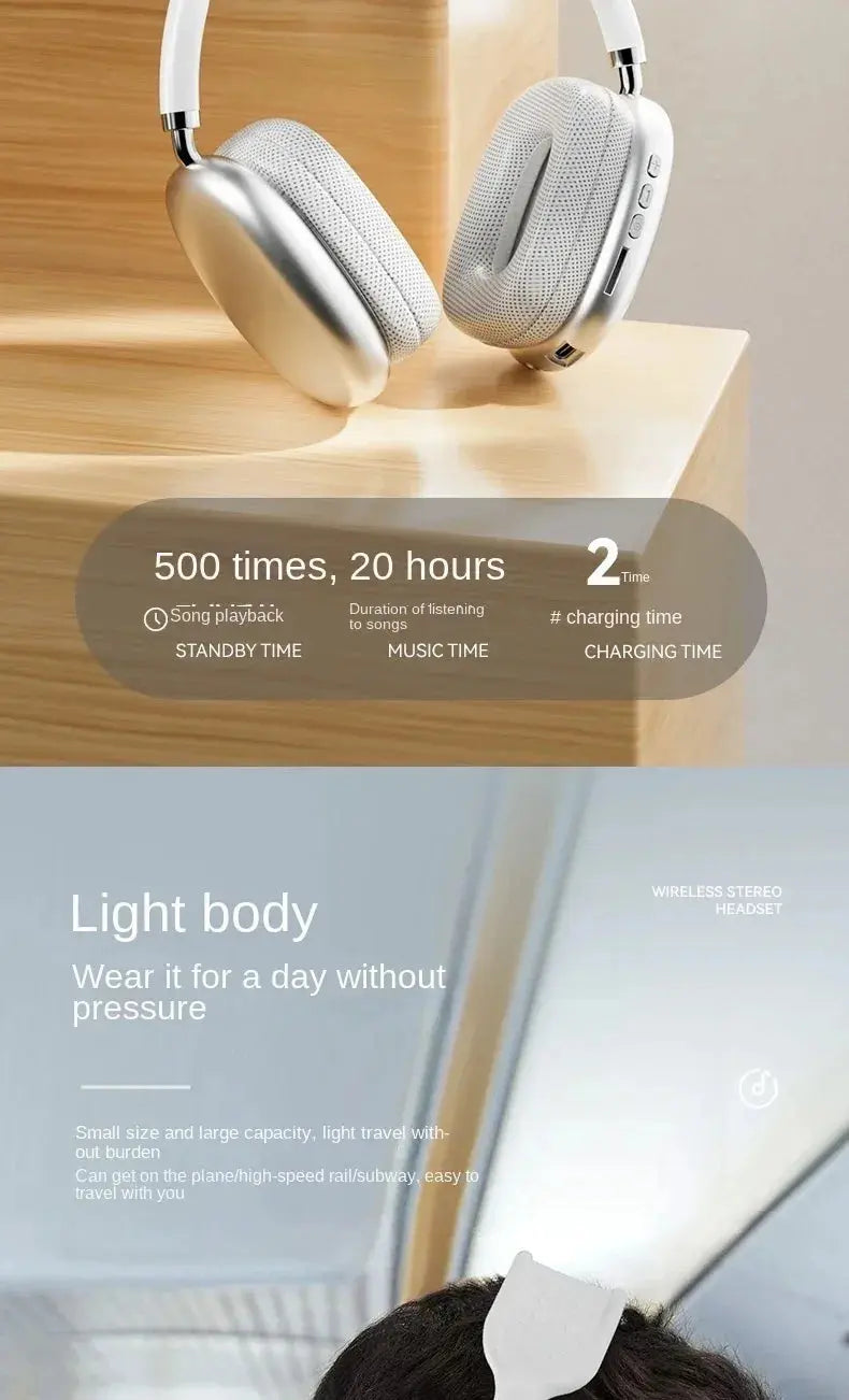 NEW P9 Pro Max Air Wireless Bluetooth Headphones Noise Cancelling Earphones Mic Pods Over Ear Sports Gaming Headset For Apple Torange