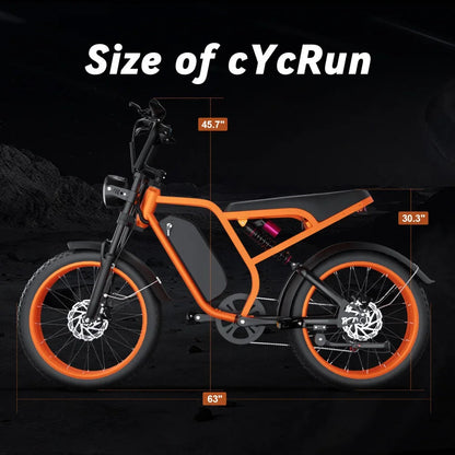 Electric Bike BLUVALL SU8 1500W Powerful Motor 52V20AH Removable Battery E-bike Hydraulic Brake 20*4 Inch Fat Tire Electric Bike Torange