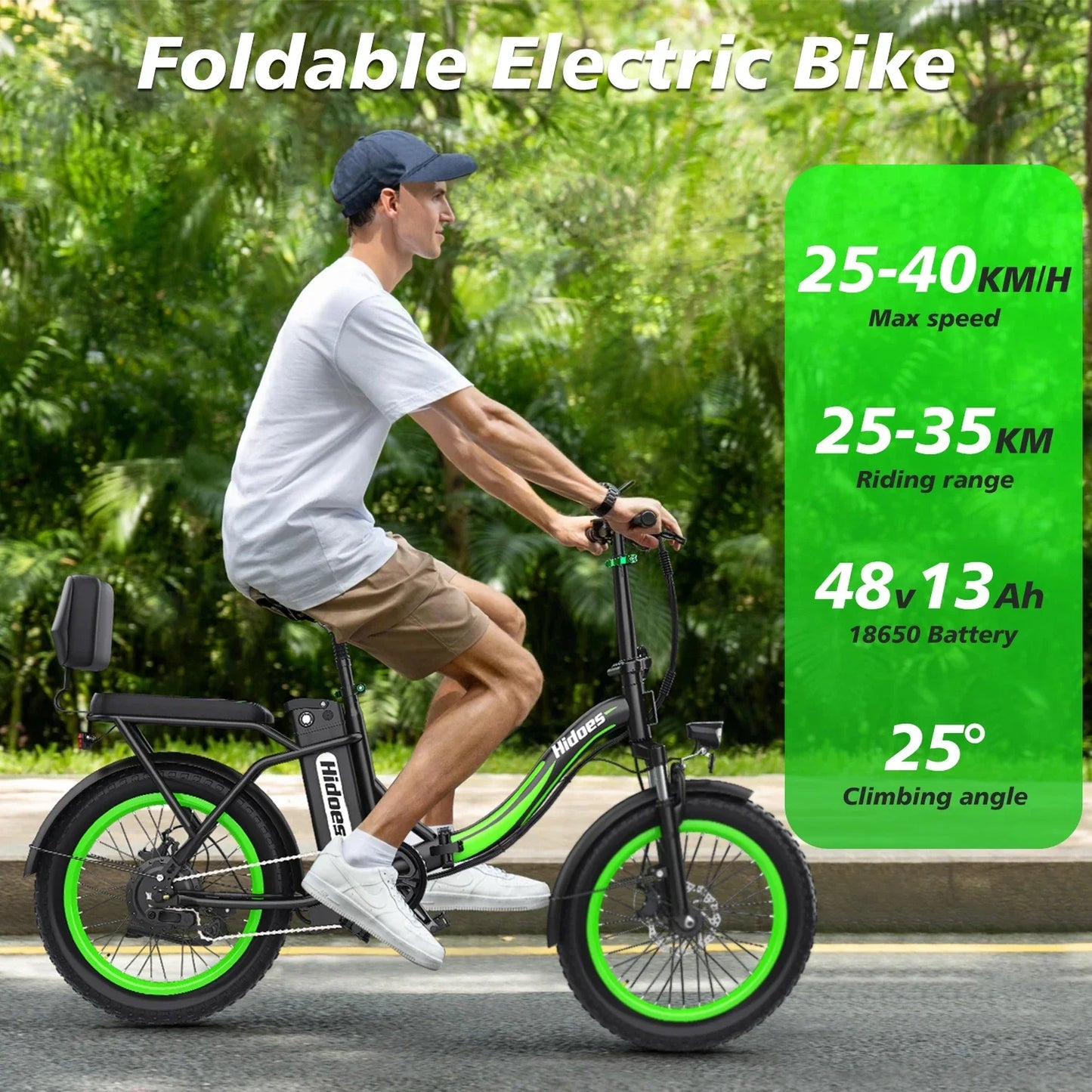Hidoes C1 Electric Bike 750W Motor 48V13AH Lithium Battery All terrain Aldult E-bike 20-inch Tire City Folding Electric Bicycle