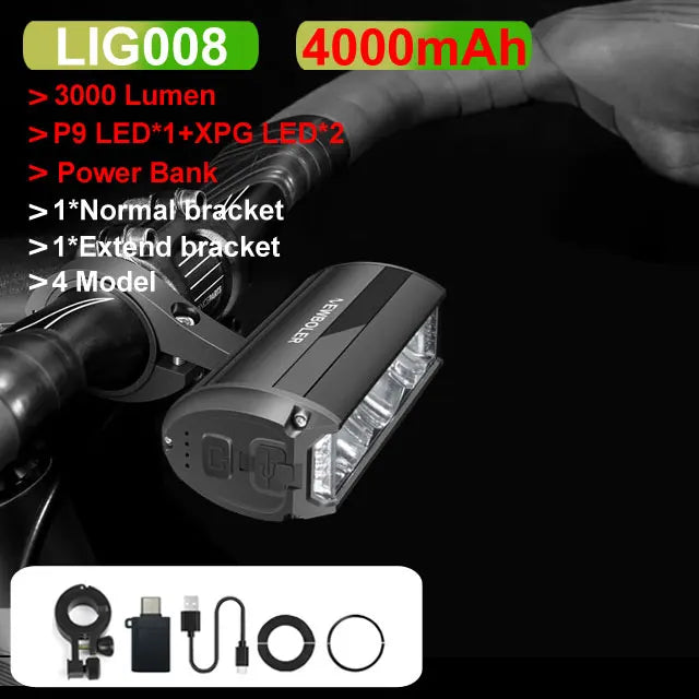 NEWBOLER Bicycle Light Front 10000mAh Bike Light  6000Lumen Waterproof Flashlight USB Charging MTB Road Cycling Lamp Accessories Torange