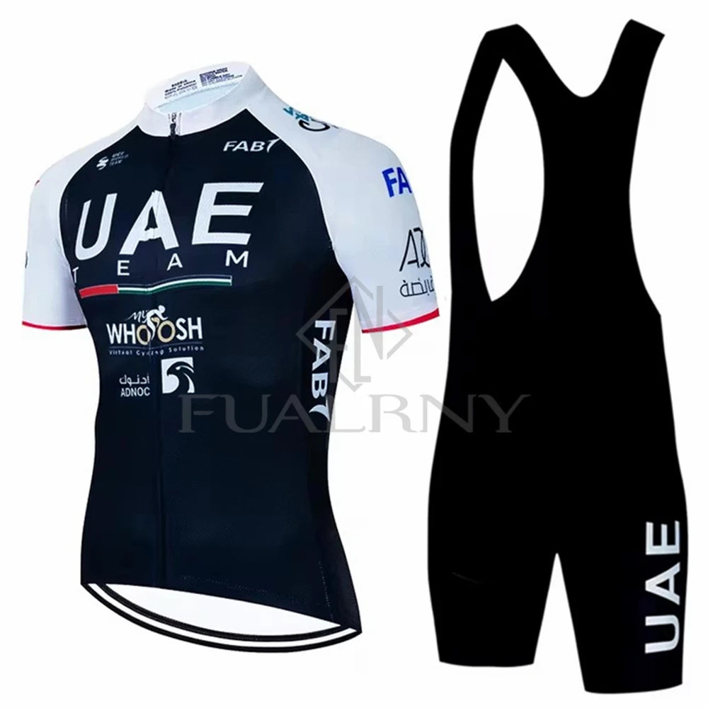 UAE Summer Cycling Jersey Set Men's Cycling Clothing Bicycle Short Sleeve Road Bike Clothes Suit Mtb Maillot Culotte Ciclismo Torange
