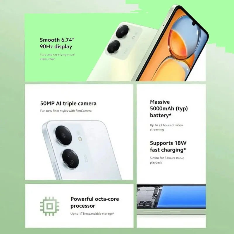 Xiaomi Redmi 13C MIUI 14 Smartphone MTK Helio G85 Octacore 50MP Camera 5000mAh 90Hz 6.74" Display - Torange