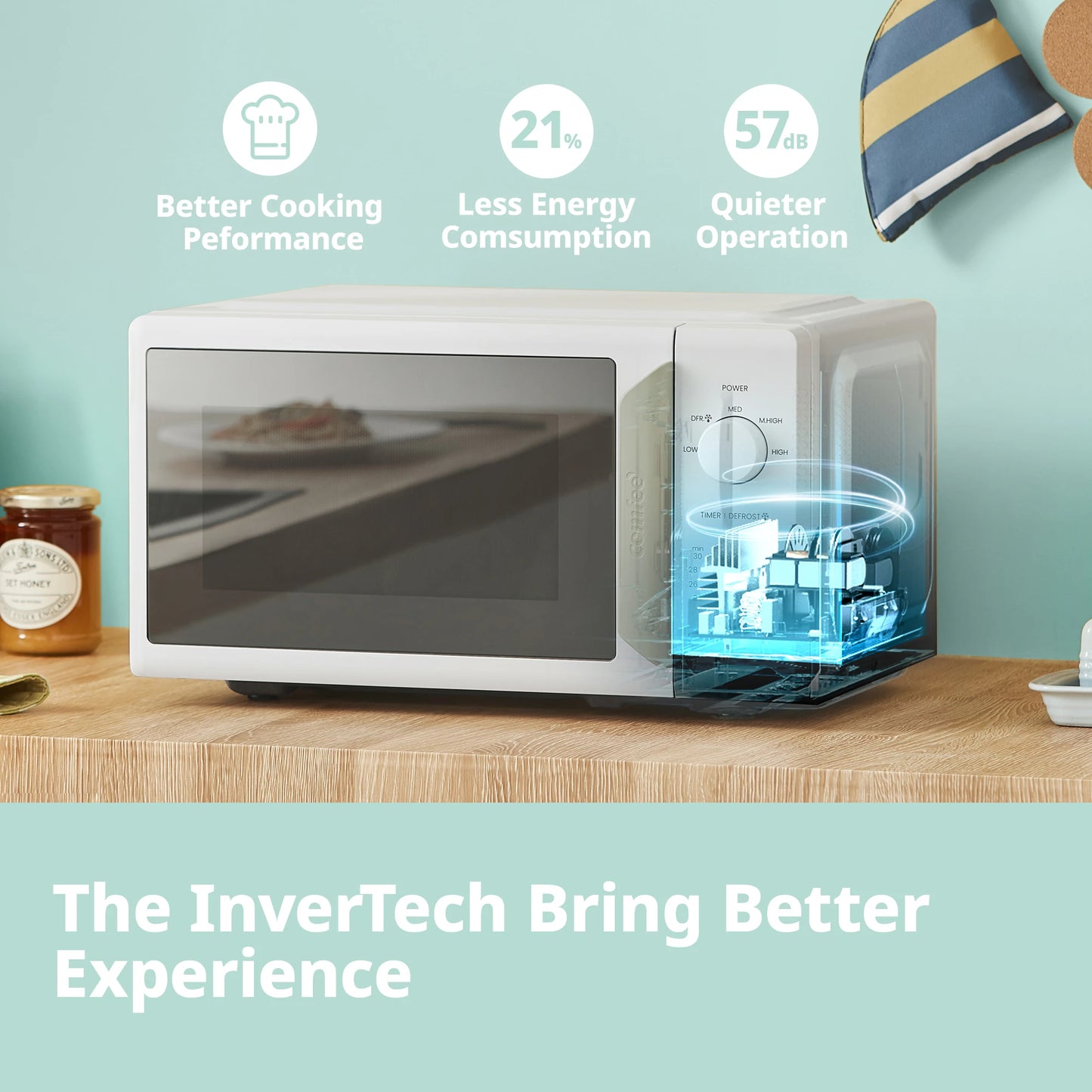 COMFEE Microwave Oven InverTech and Quick Defrost Function