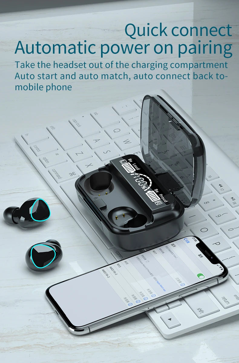 M10 TWS Bluetooth 5.3 Headphones 3500mAh Charging Box Wireless Earphones With Mic 9D Stereo Sports Waterproof Earbuds Headset - Torange