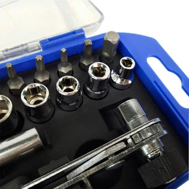 23pcs Sleeve Screwdriver Set Ratchet Wrench Socket Spanner Drill Combination Kits for Car Bike Repair Tool