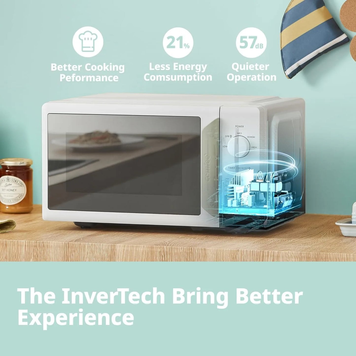 COMFEE Microwave Oven InverTech and Quick Defrost Function