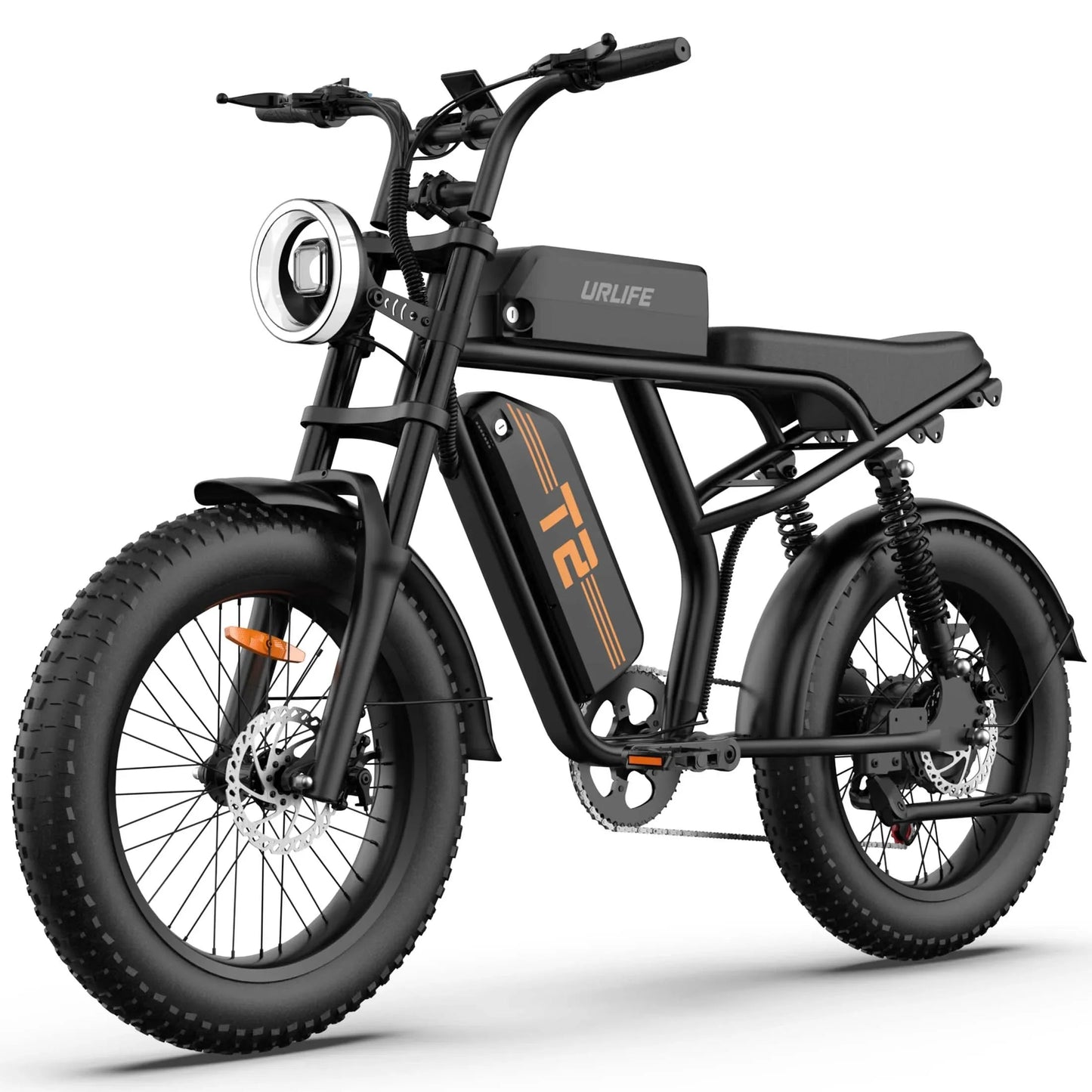 Electric Bike URLIFE T2 500W Motor 48V15.6AH Battery Adult Travel Electric Bicycle 20*4 In All Terrain Off-Road Fat Tire E-bike Torange