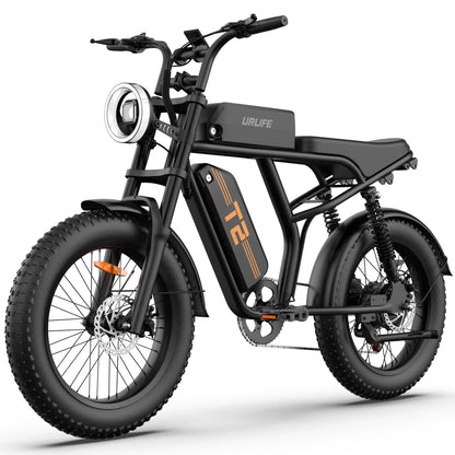 Electric Bike URLIFE T2 500W Motor 48V15.6AH Battery Adult Travel Electric Bicycle 20*4 In All Terrain Off-Road Fat Tire E-bike Torange