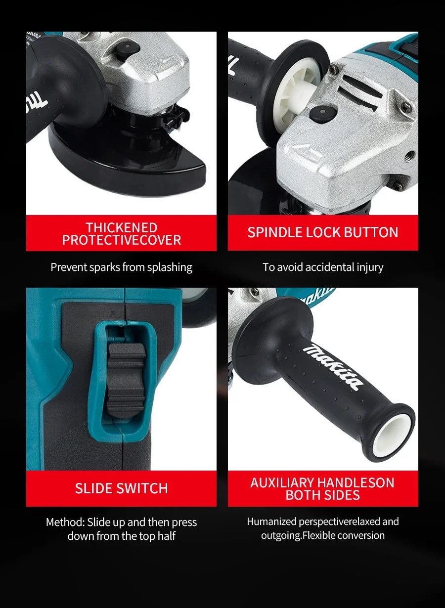 Makita 18V DGA404 Brushless Lithium Electric Angle Grinder Rechargeable Cutting Machine High Power Polishing Machine