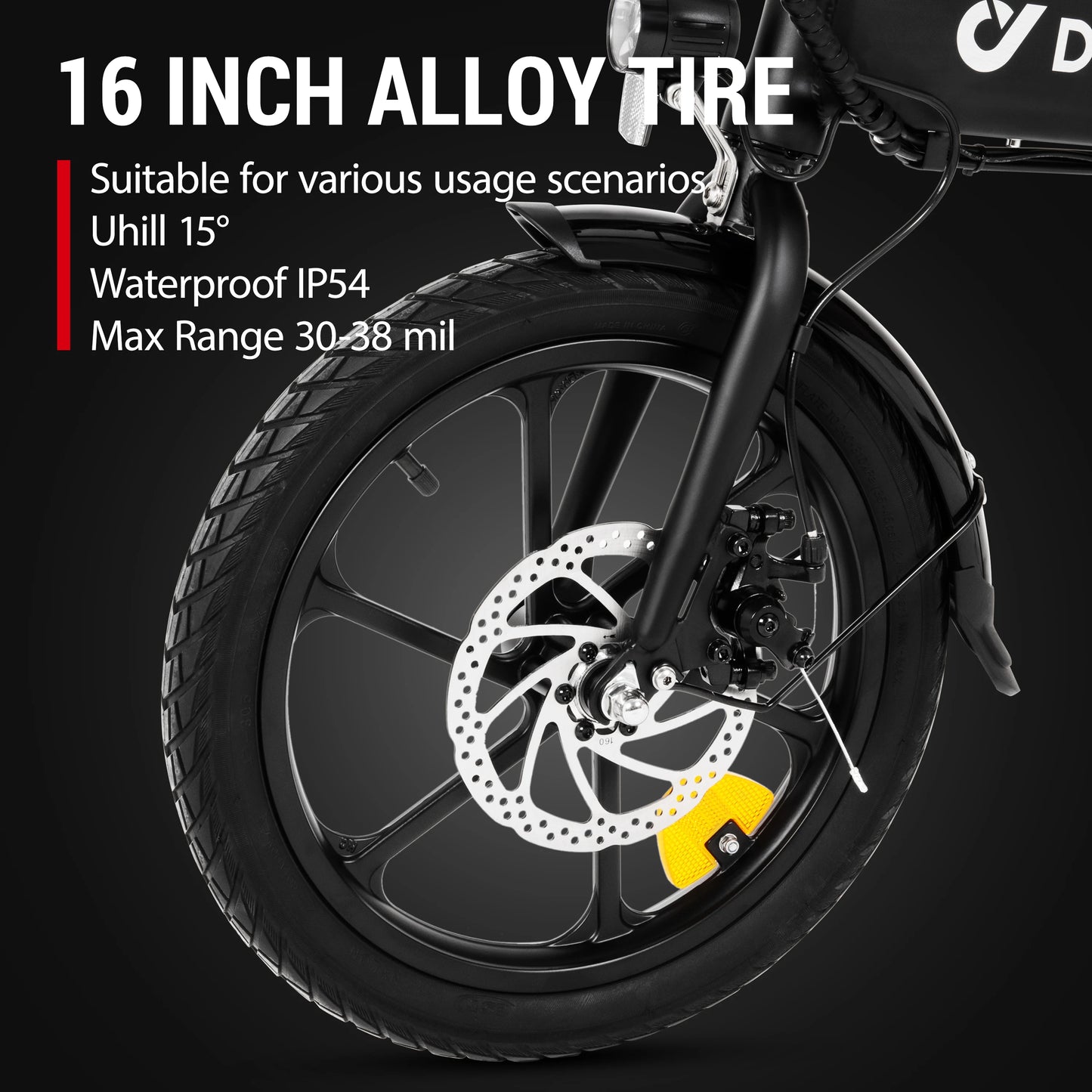 DYU A1F Pro Electric Bike 250W Folding Electric Bicycle 36V 7.5AH Lithium Battery Max Speed 25km/h 16 Inch Mini Assist Ebike