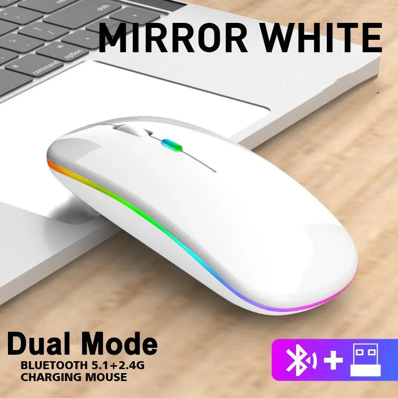 Wireless Mouse for Laptop PC Bluetooth RGB Rechargeable Mouses Wireless Computer Silent Mice LED Backlit Ergonomic Gaming Mouse - Torange