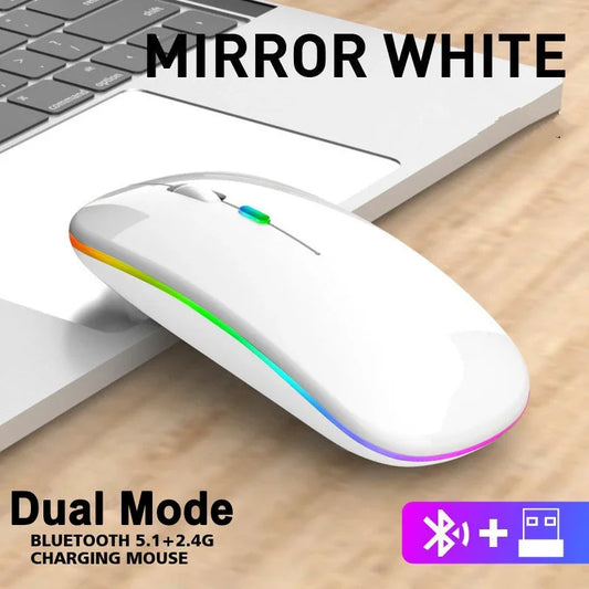 Wireless Mouse for Laptop PC Bluetooth RGB Rechargeable Mouses Wireless Computer Silent Mice LED Backlit Ergonomic Gaming Mouse - Torange