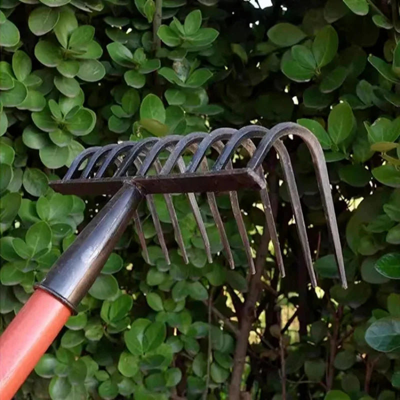 Laborsaving Manganese Steel Ninetooth Nail Rake Weeding Hoe Rake Nail Harrow Metal Harrow Gardening Agricultural Tool