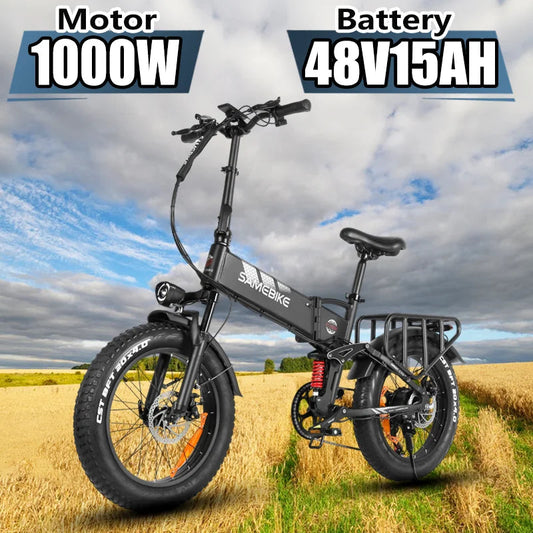 SAMEBIKE Electric Bike 1000W Powerful Motor 48V15AH Battery Adult Travel Electric Bicycle 20*4 In Fat Tire City Commuting E-bike Torange