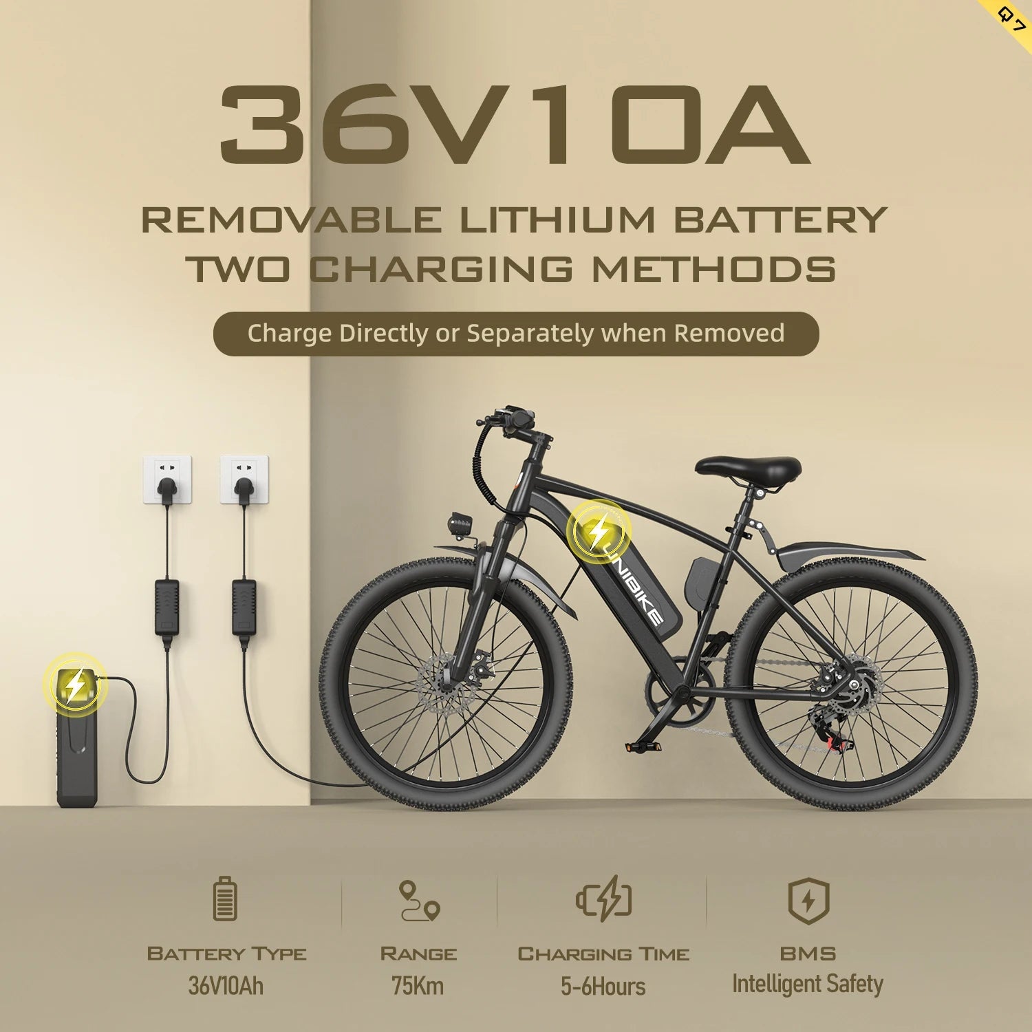 UNIBIKE Q7 Adult Electric Bike 250W Motor 36V10AH Battery E-bike Folding City Commuting 26 Inch Tire Portable Electric Bicycle Torange