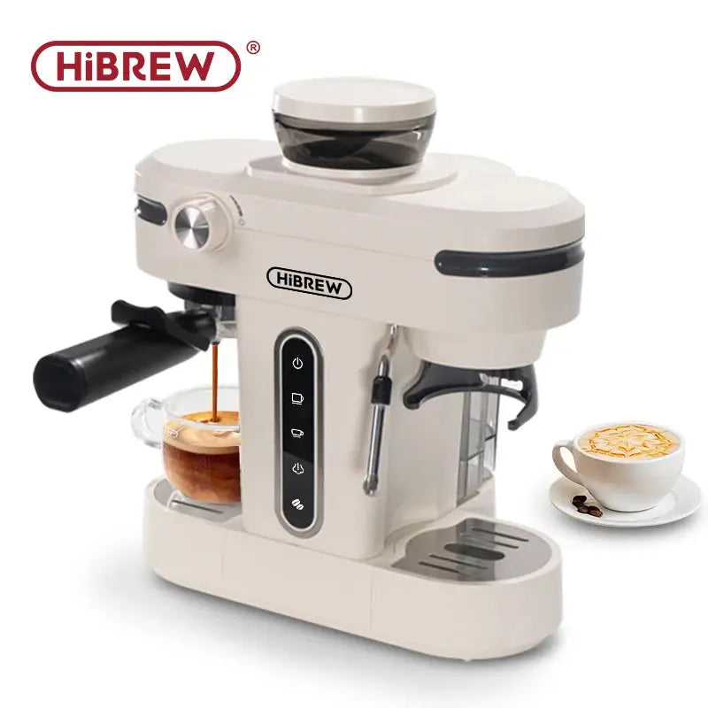 HiBREW 20 Bar Semi Automatic Espresso Coffee Maker With Grinder Bean For Cappuccino and Latte Milk Frothing System Machine H14 Torange