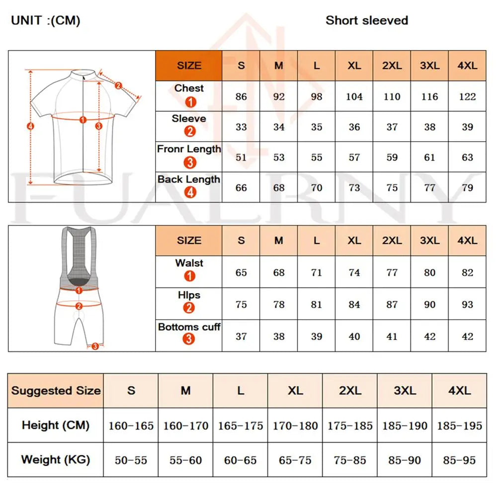 UAE Summer Cycling Jersey Set Men's Cycling Clothing Bicycle Short Sleeve Road Bike Clothes Suit Mtb Maillot Culotte Ciclismo Torange