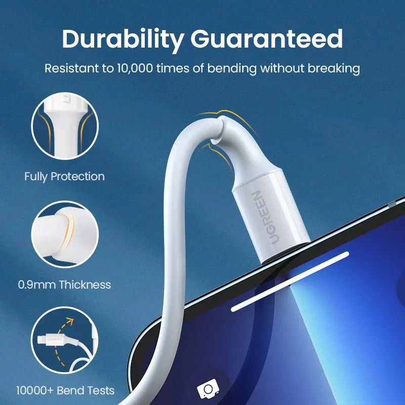 UGREEN MFi USB to Lightning Cable for iPhone 14 13 12 Pro Max 2.4A Fast Charging for iPhone for iPad Phone Data Cable Torange