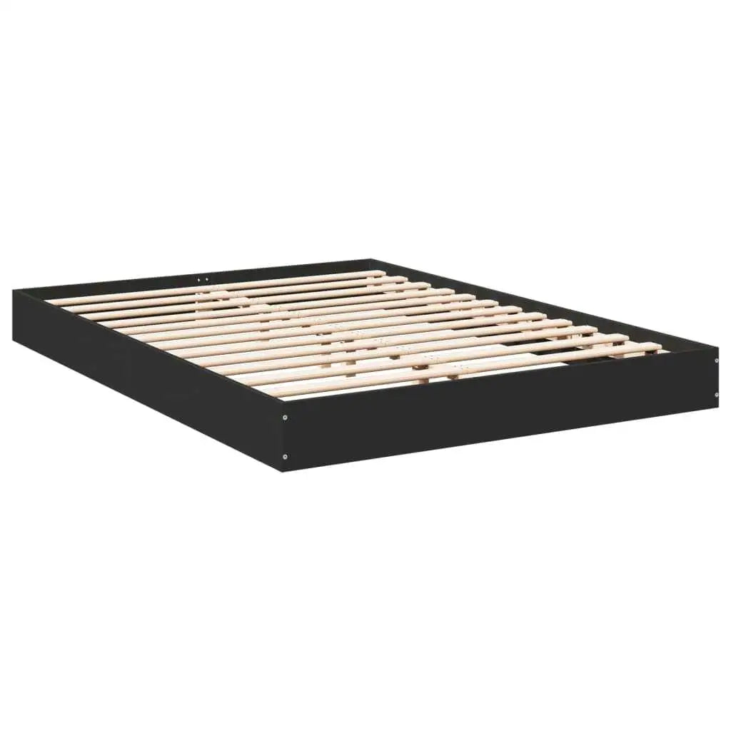Black Small Wooden Double Bed Frame 120x190 cm