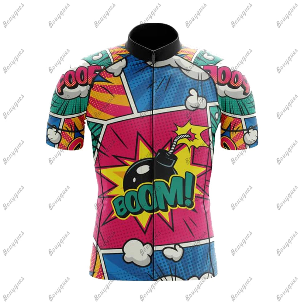 Comics Team Men Cycling Jersey MTB Maillot Bike Shirt Downhill Jersey High Quality Pro Team Tricota Mountain Bicycle Clothing Torange