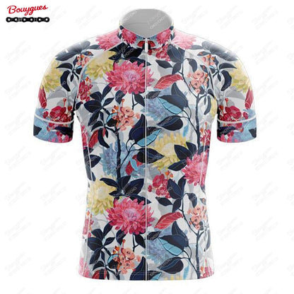 15 Styles Floral Cycling Jersey for Men Short Sleeve Reflective MTB Maillot Downhill Pro Team Mountain Bicycle Clothing Summer Torange