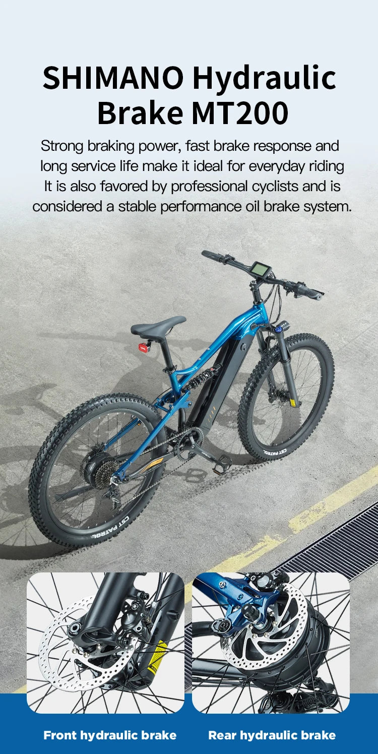 PH001 Electric Bicycles Peak 1000W Motor 48V 20AH Battery Off-Road VTT Electric Mountain Bike 27.5 Inch Fat Tire Electric Bikes