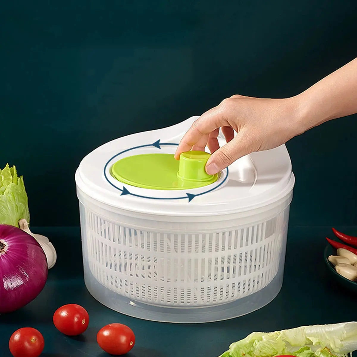 Household Vegetable Dehydrator Creative Manual Water Salad Spinner Fruit Drain Basket Dryer Hand Crank Kitchen Household Gadget DS