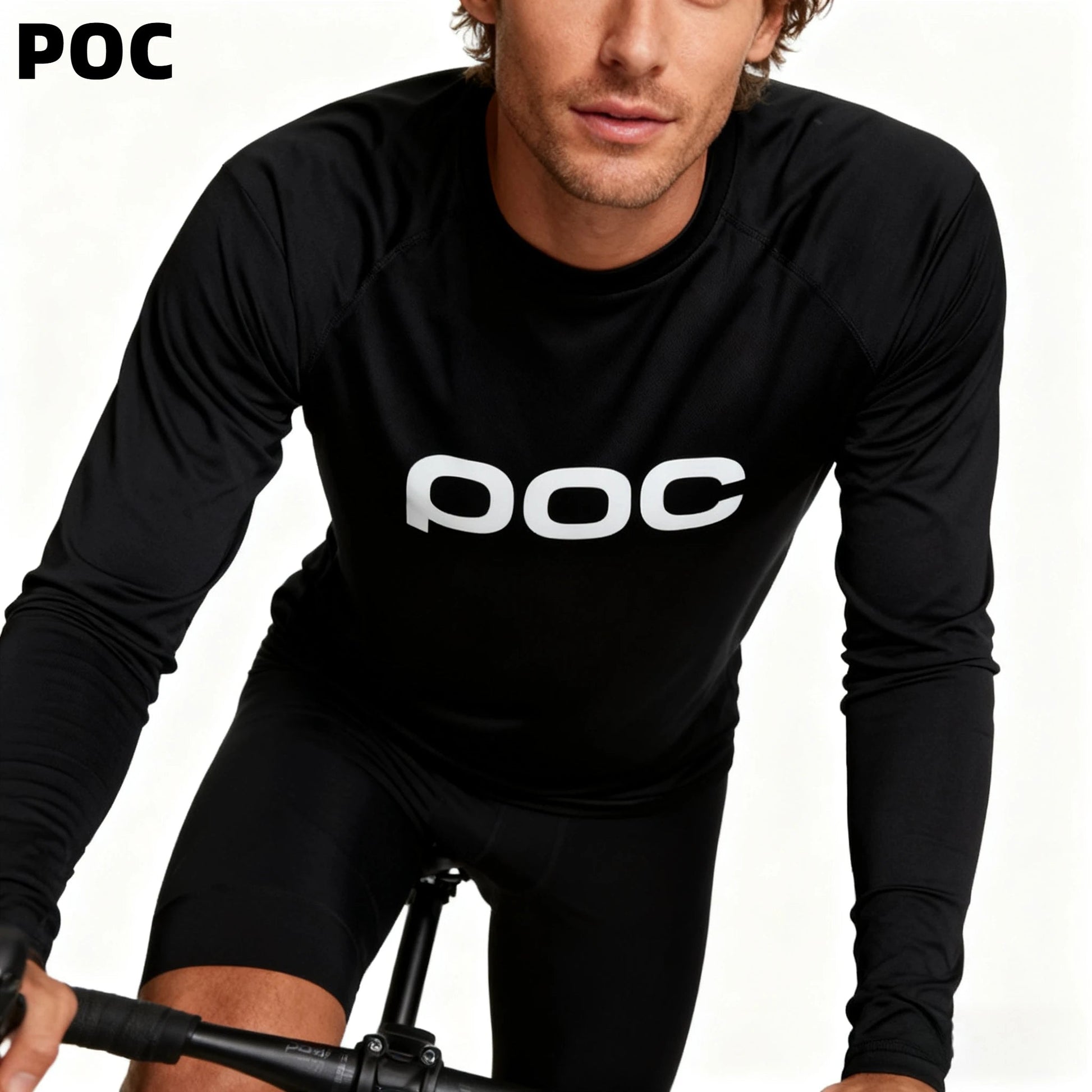 POC Long-sleeved sportswear DH Cycling Clothing Motorcycle T-Shirt Marathon running quick-drying sweat-absorbing sportswear Torange