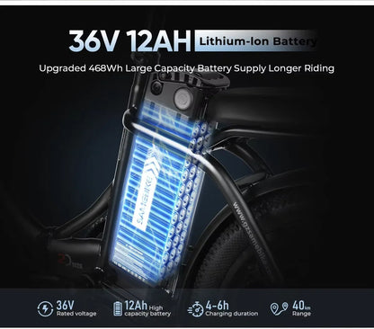 SAMEBIKE CY20 Foldable Electric Bicycle 350W Motor 36V12AH Battery City Travel E-Bike Adult 20 Inch Tires 7 Speed Electric Bike Torange