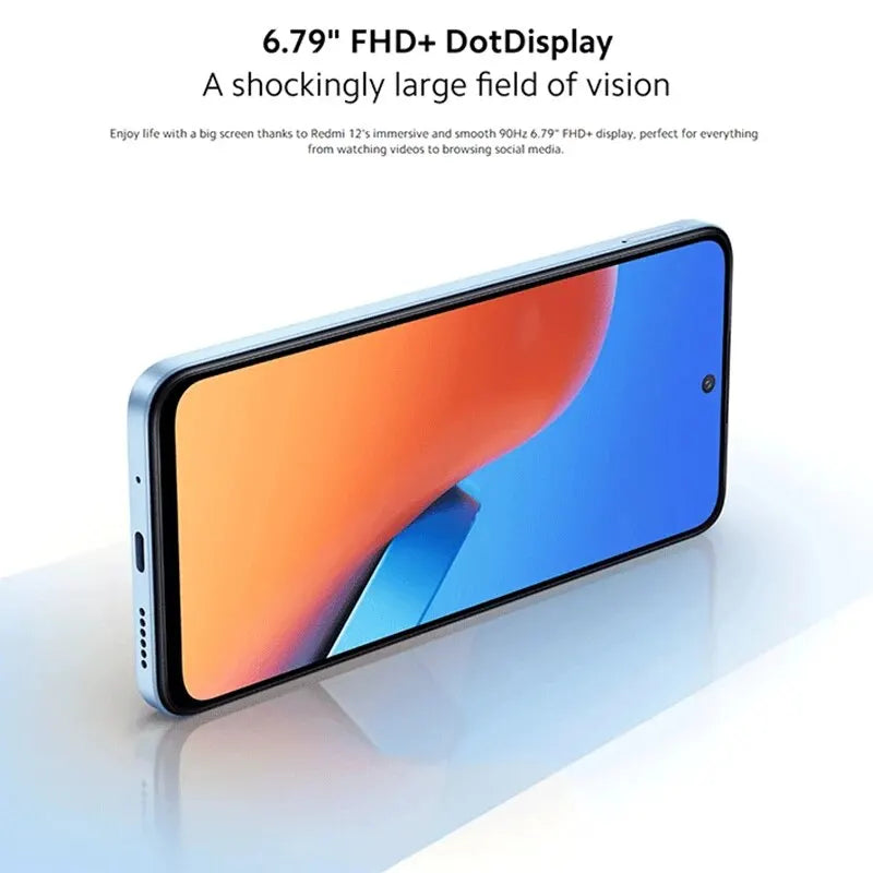 Xiaomi Redmi 12 Cellphone Global Version MTK Helio G88 50MP AI Triple Camera Large 6.79" DotDisplay 5000mAh Battery 18W Charging - Torange