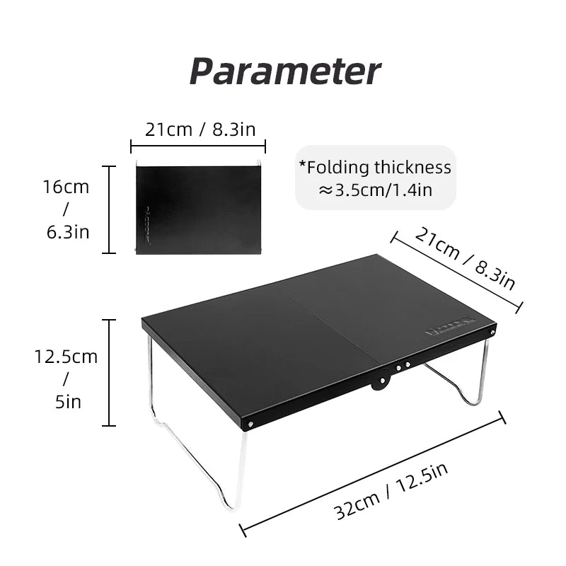 PACOONE Ultralight Mini Folding Table,Outdoor Camping Table with Aluminum Alloy Material for Family Outdoor Picnic Dinner BBQ